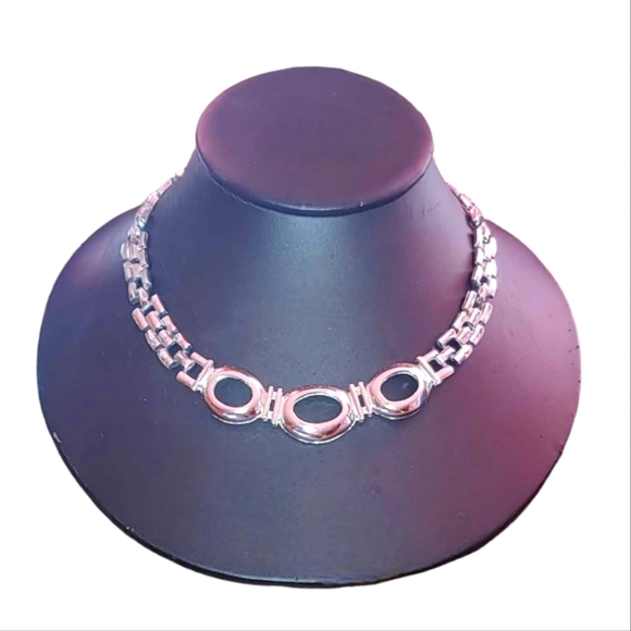 18" CHUNKY Silver-Tone Big Chain Link Choker Collar Necklace - Picture 1 of 6